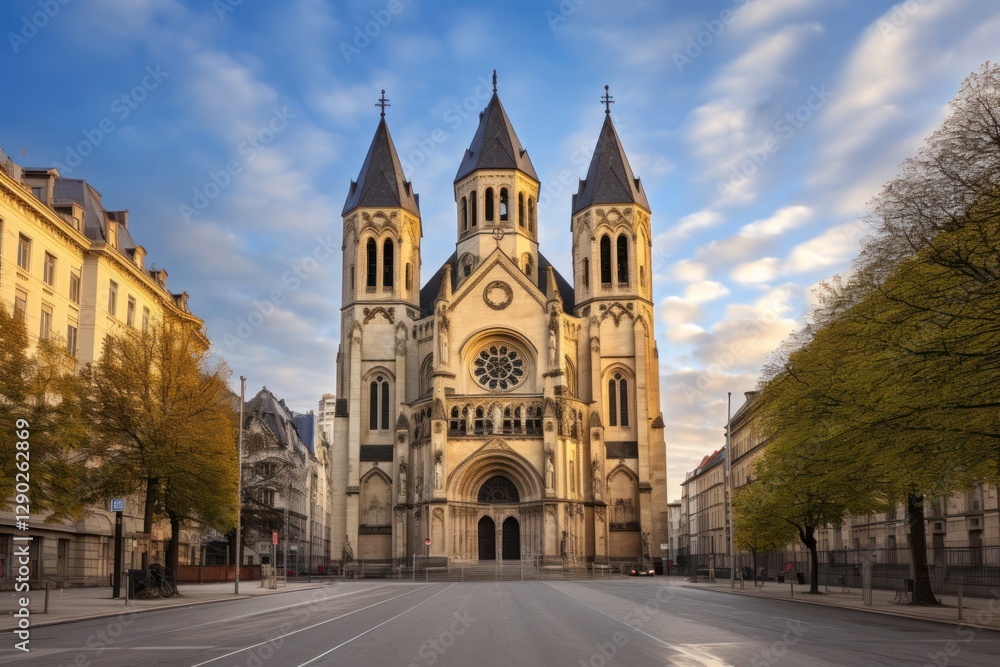 European cathedral architecture building tower. European cathedral architecture building tower.
