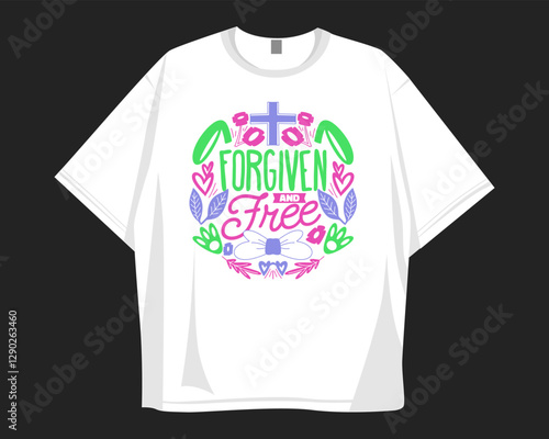 Christian t-shrit design for print. Easter ornament graphic design for merch, Christianity and jesus theme, Faith design
