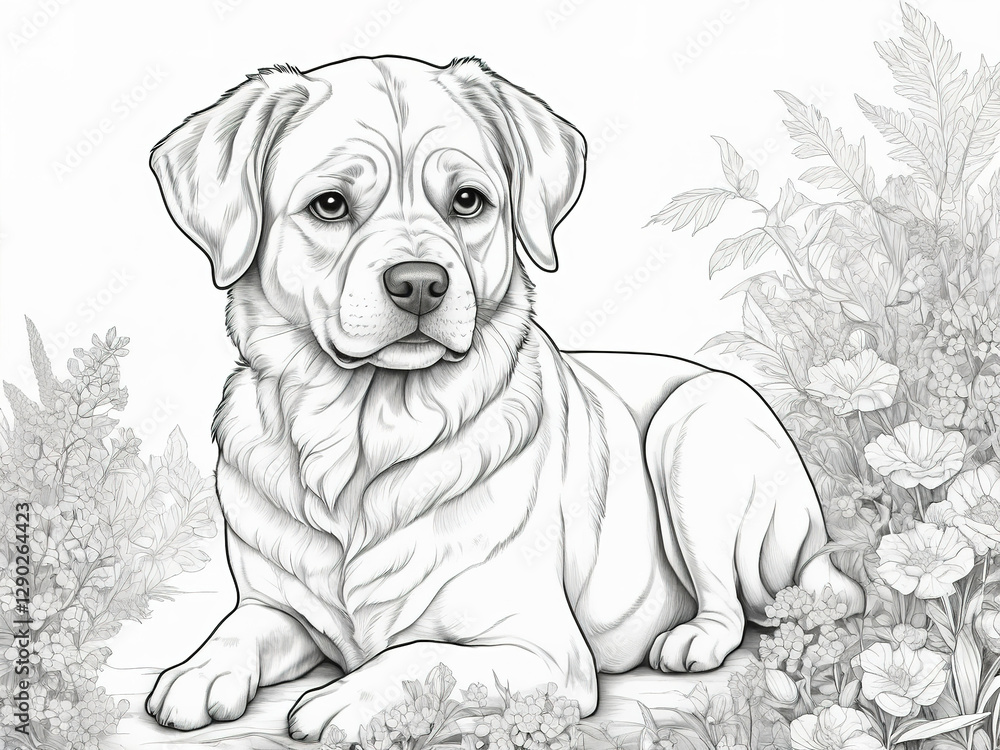 Fototapeta premium Dog color black and white isolated on white background,