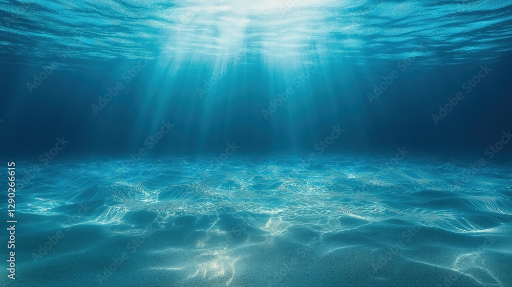 Fototapeta premium ocean water floor, and the light rays shining down from above the surface