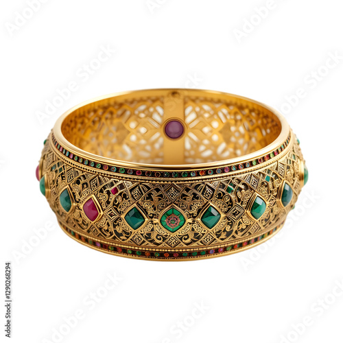 Ornate Gold Bracelet with Gemstones: Luxury Jewelry Design