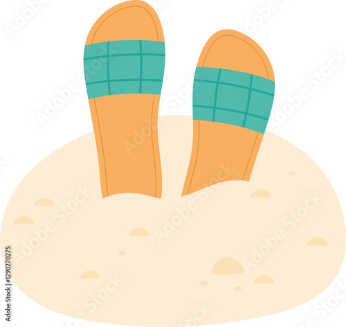 Flip flop on the summer beach sand