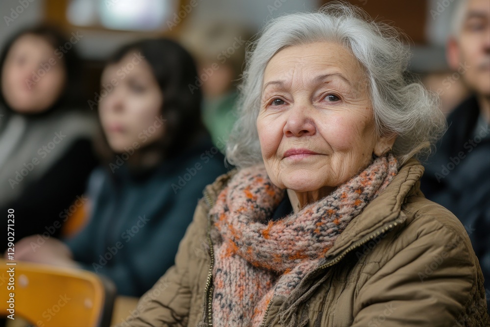 Warm community gathering of elderly individuals in an intimate setting Warm community gathering of elderly individuals in an intimate setting