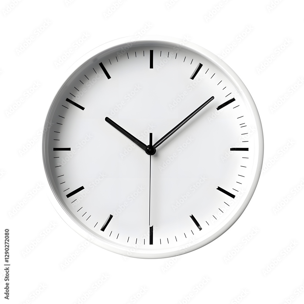 White wall clock isolated on transparent white background, clipping path, pen tool, cut-out. White wall clock isolated on transparent white background, clipping path, pen tool, cut-out.