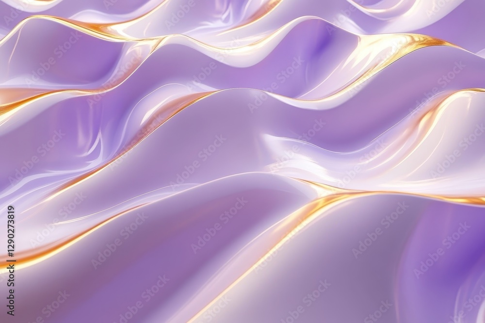Fototapeta premium Abstract lavender waves with gold highlights. Ideal for beauty, fashion, or luxury product backgrounds.