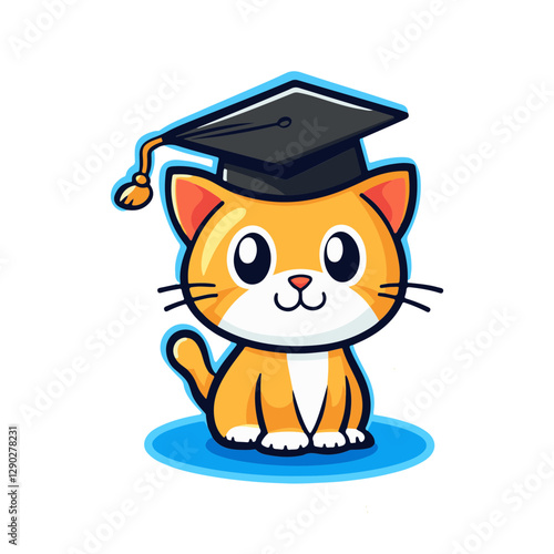 Celebrate Achievement: Cat Silhouette with Graduation Cap