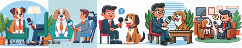 cute dog vector being interviewed