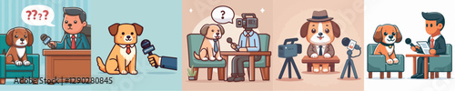 cute dog vector being interviewed