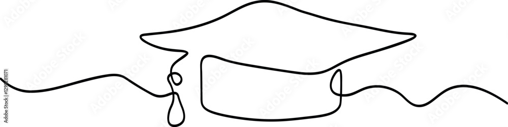 Graduation Cap Continuous Line Art Vector Graphic Graduation Cap Continuous Line Art Vector Graphic