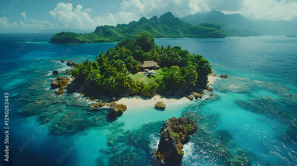Fototapeta premium Tropical Island Paradise Aerial View