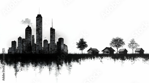 Urban vs. rural skyline contrast