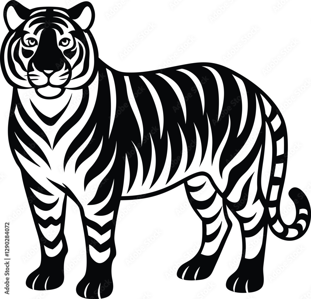 Naklejka premium Tiger line art silhouette vector illustration