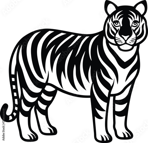  Tiger line art silhouette vector illustration
