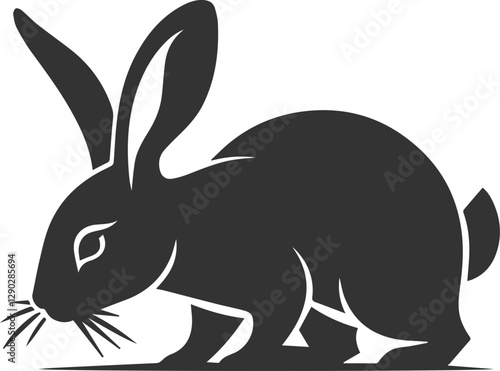 Rabbit sniffing the air cautiously animal silhouette