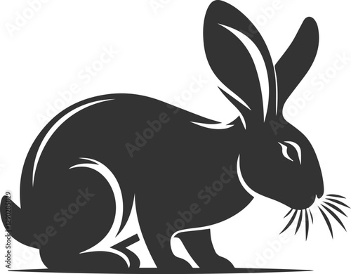 Rabbit sniffing the air cautiously animal silhouette