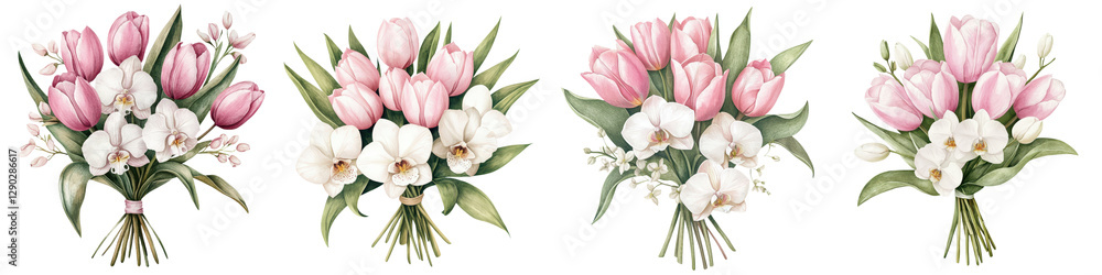 Elegant Bouquet of Pink and White Tulips Arranged Beautifully in a Vase Perfect for Floral Occasions and Spring Themed Elegant Bouquet of Pink and White Tulips Arranged Beautifully in a Vase Perfect for Floral Occasions and Spring Themed