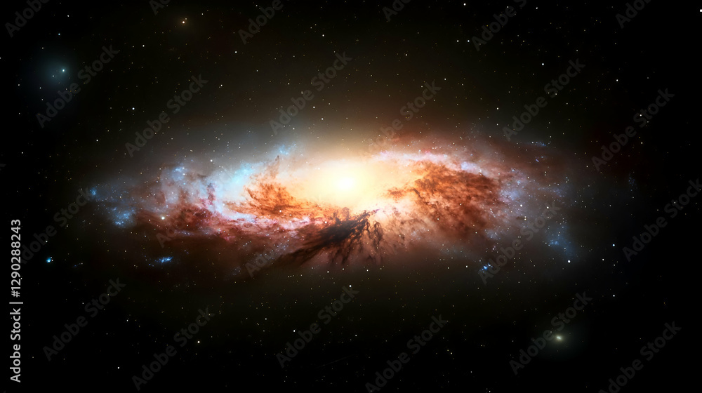 Fototapeta premium Stunning Spiral Galaxy in Deep Space with Bright Core and Dusty Arms