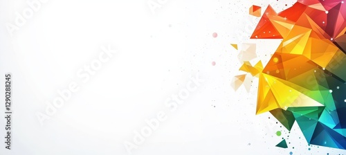 Colorful Polygonal Shapes and Dots on White Background