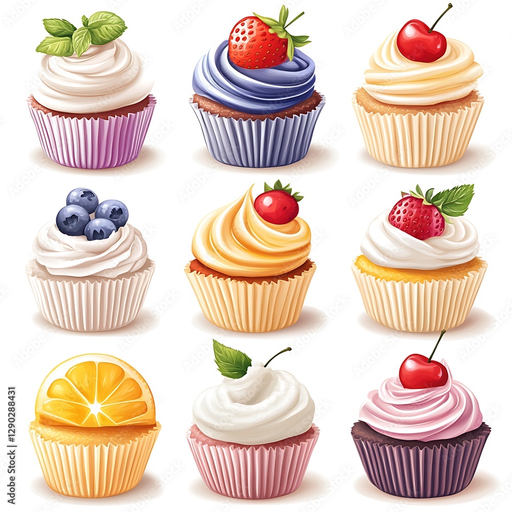 Colorful Fruit-Topped Cupcakes Colorful Fruit-Topped Cupcakes