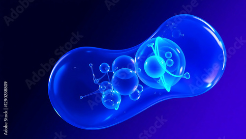 Abstract Microscopic Molecule Visualization: A Dynamic Exploration of Molecular Structure in Science and Biology with Vibrant Colors and Futuristic Technology