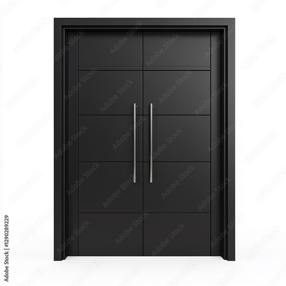 Elegant black double door design with modern handles and minimalistic style. Generative AI Elegant black double door design with modern handles and minimalistic style. Generative AI