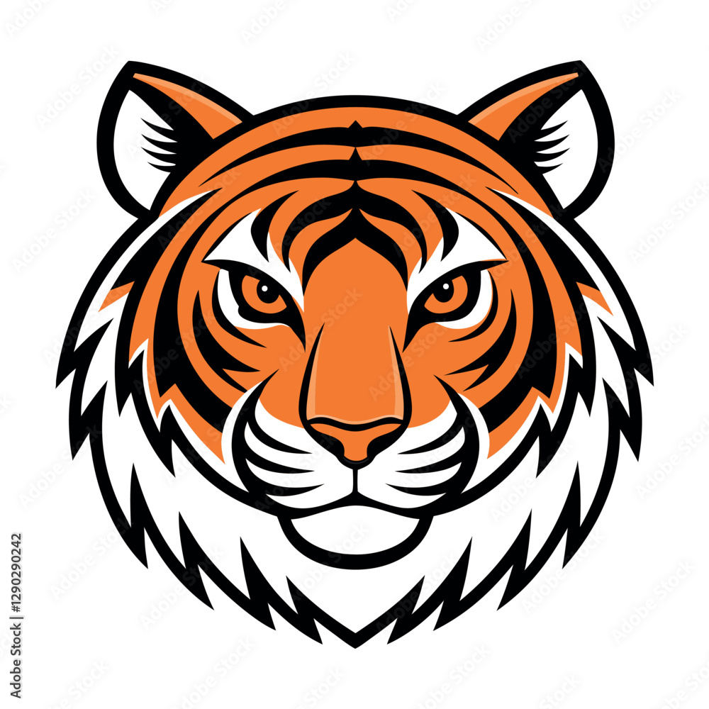 Powerful tiger head graphic vector illustration isolated on a white background, perfect for logo designs and branding Powerful tiger head graphic vector illustration isolated on a white background, perfect for logo designs and branding