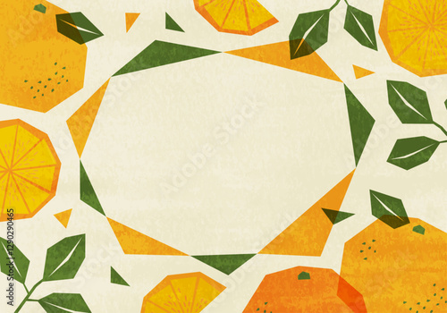 ラフなミカンのイラストの背景_ベージュ