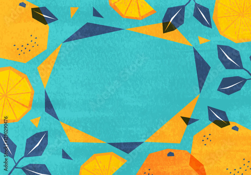 ラフなミカンのイラストの背景_水色