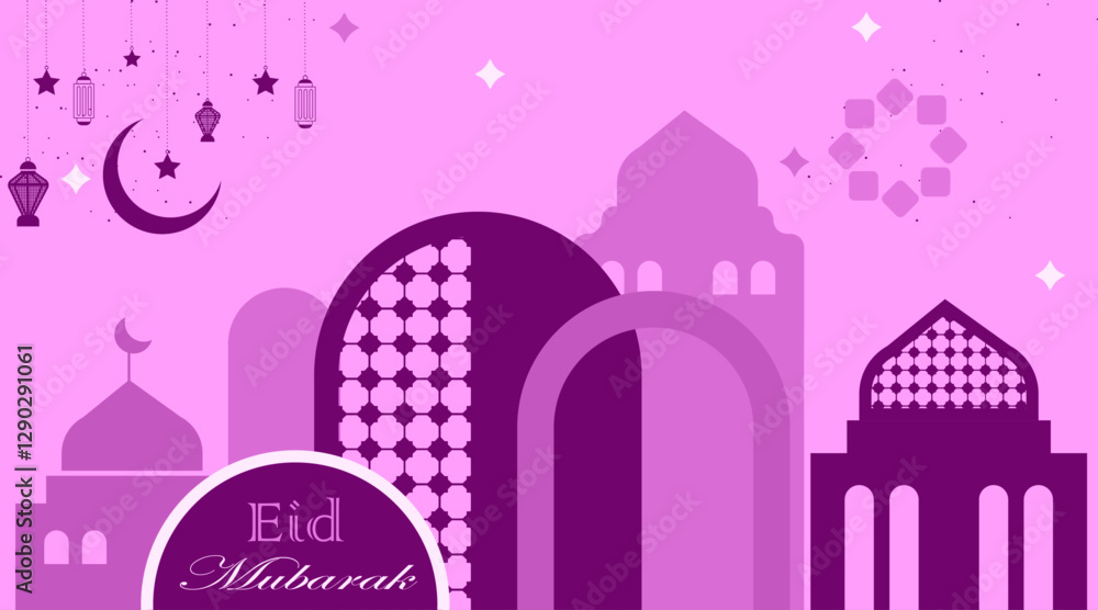 Banner design | Islamic background with pattern shape | Elegant vector background with moon, star, lamp for greeting, eid, ramadan, occation, invitation with heliotrope colour Banner design | Islamic background with pattern shape | Elegant vector background with moon, star, lamp for greeting, eid, ramadan, occation, invitation with heliotrope colour