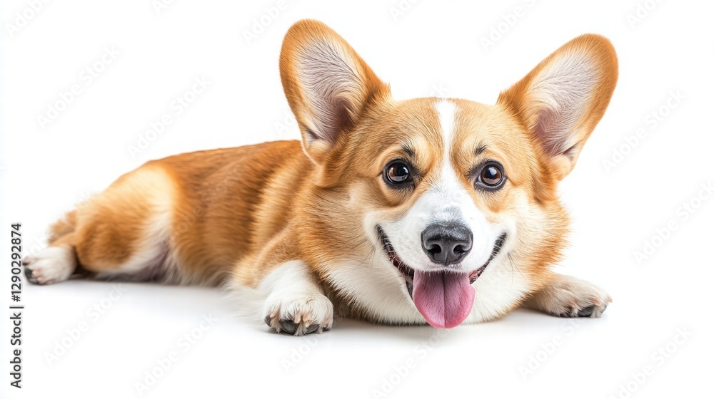 Playful corgi dog with fluffy ears and cheerful expression enjoying a sunny day in the park with green grass Playful corgi dog with fluffy ears and cheerful expression enjoying a sunny day in the park with green grass