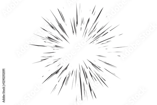 Speed lines effect for comic and manga books. Radial cartoon burst and concentric bomb explosion. Scream and shout motion. Vector abstract roar sound.