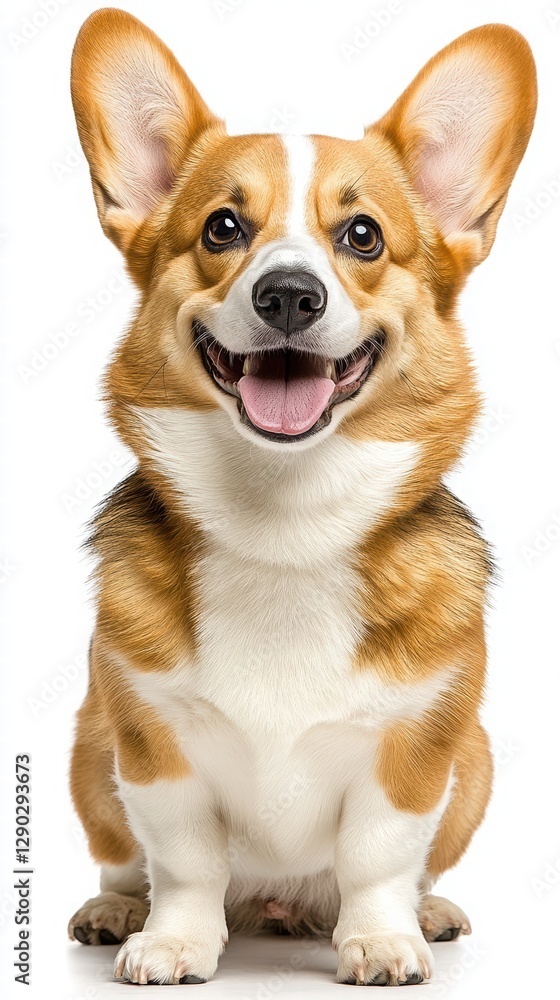 Energetic corgi dog standing proudly with its fluffy coat and short legs in a bright and cheerful outdoor scene Energetic corgi dog standing proudly with its fluffy coat and short legs in a bright and cheerful outdoor scene