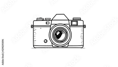Vintage Film Camera Illustration: Monochrome Art and Photography Prop for Creative Studio and Photojournalism