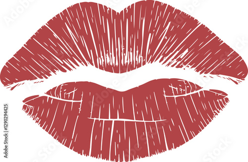 Stylized Red Lips Vector Illustration with Minimalist Design