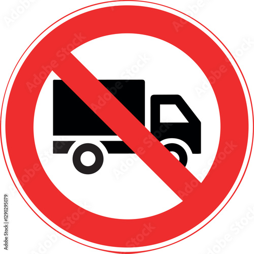 No Van Parking Prohibited Warning Sign with Red Circle and Slash Symbol