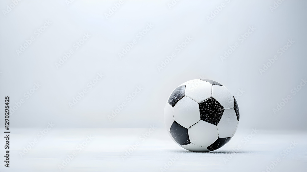 Fototapeta premium Black and White Soccer Ball on White Background