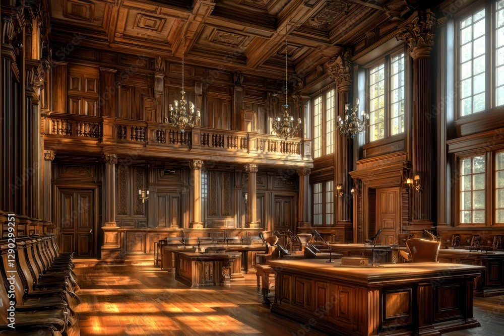 Exploring the Architectural Beauty of a Traditional Large Wooden Room in the Judiciary and Justice System Exploring the Architectural Beauty of a Traditional Large Wooden Room in the Judiciary and Justice System