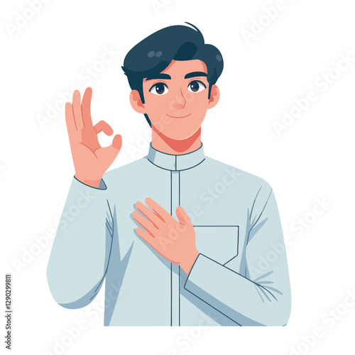 vector of friendly Muslim characters greeting the month of Ramadan