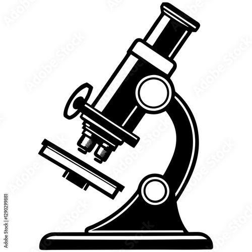 Old microscope retro object technology vector art illustration