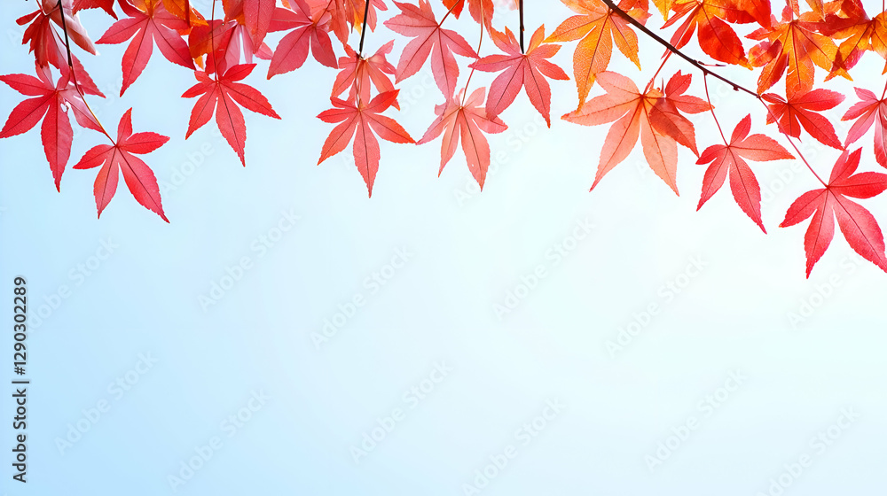 Red And Orange Maple Leaves Against A Blue Sky Red And Orange Maple Leaves Against A Blue Sky