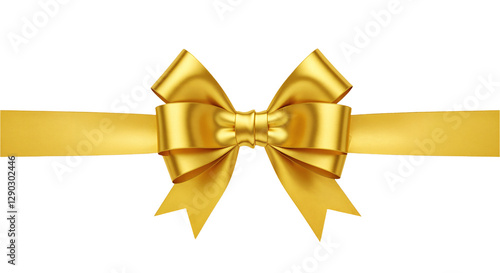 3D Gold Bow tie isolated on transparent background, bow-tie PNG