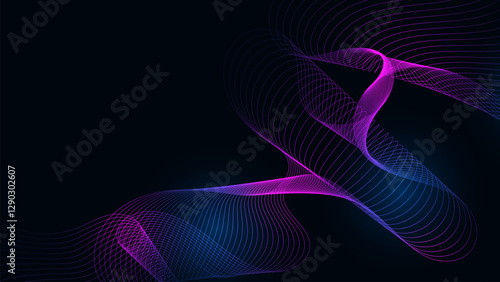 Digital line wave sci fi technology network concept adstract blue light background.