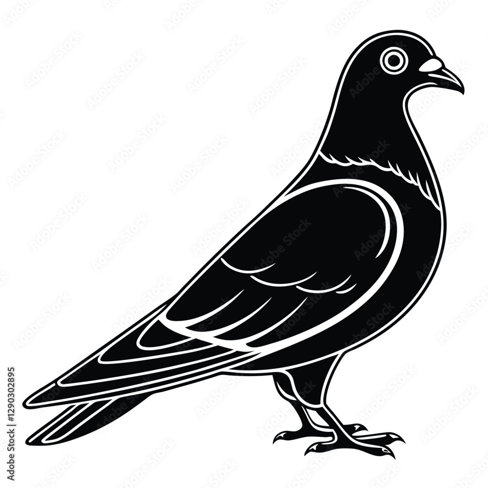Obraz premium Elegant Pigeon Silhouette Artwork