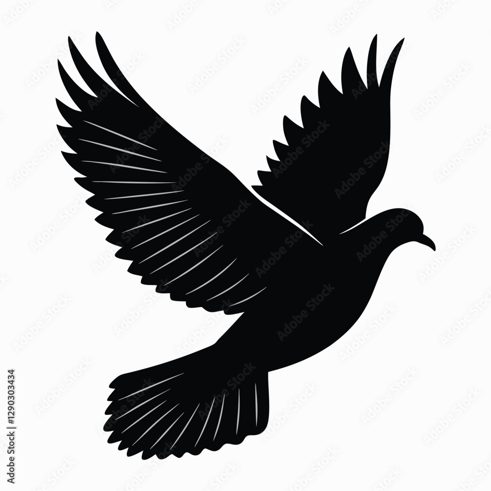 Obraz premium Black Silhouette of a Pigeon