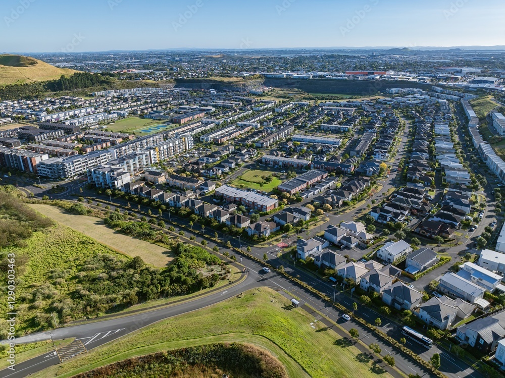 Aerial view of a residential neighborhood with various homes and apartment buildings. Urban sprawl and new development. ST JOHNS, AUCKLAND, NZ Aerial view of a residential neighborhood with various homes and apartment buildings. Urban sprawl and new development. ST JOHNS, AUCKLAND, NZ