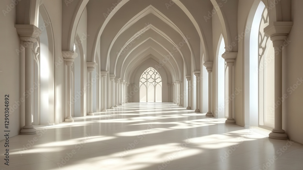 Obraz premium Elegant architectural interior with arches and soft natural light