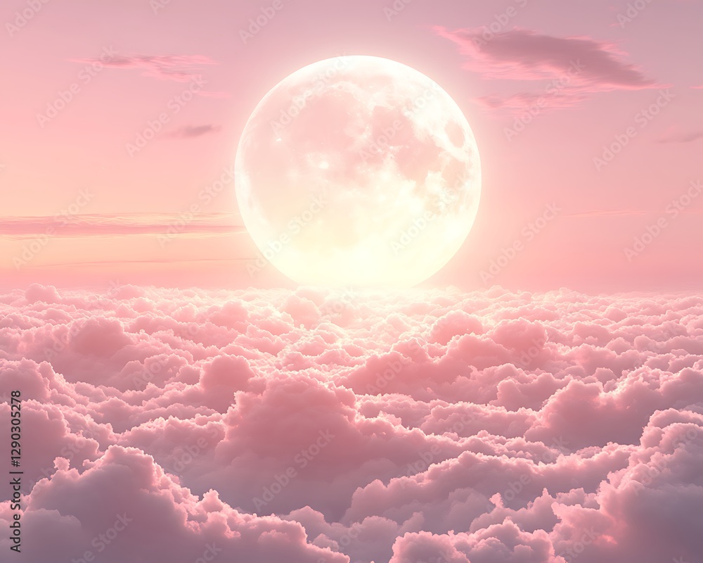 Fototapeta premium Pink moonlit cloudscape