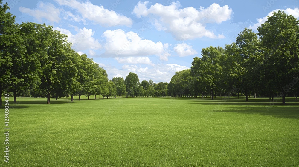 Single Green Tree in a Lush Green Field Under a Bright Sunny Sky Single Green Tree in a Lush Green Field Under a Bright Sunny Sky