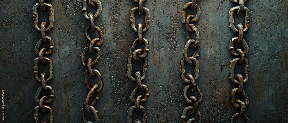 Fototapeta premium The Symbolism of Decay: Examining a Rusty Metal Chain Representing Justice and Its Challenges