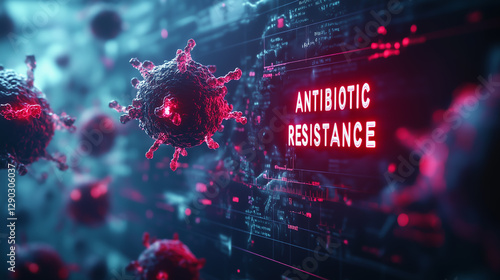 Visual representation of antibiotic resistance highlighting the impact of bacteria on healthcare and public health systems in a digital environment